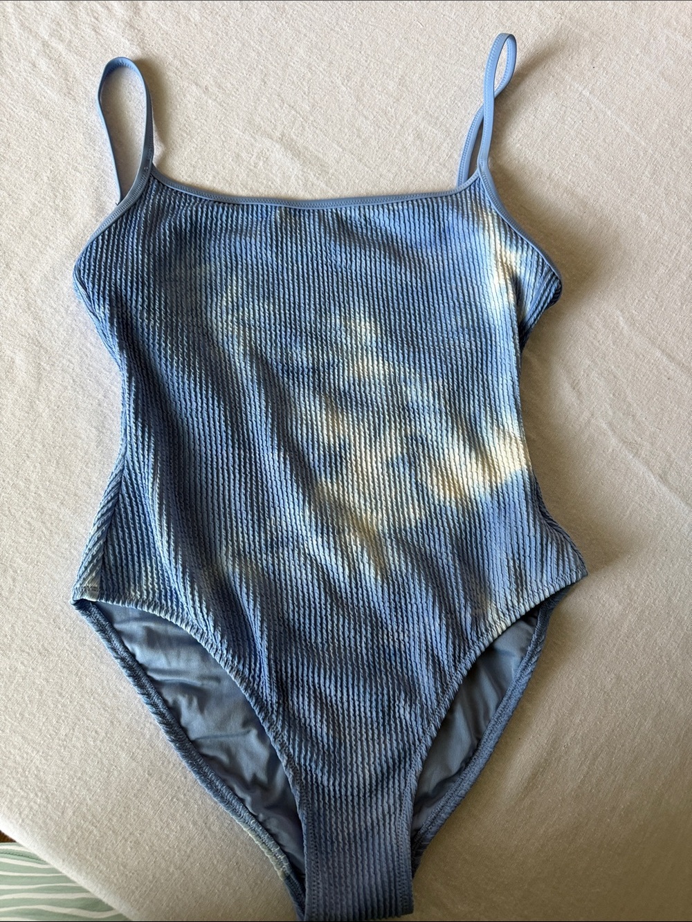Aerie Size S Blue Ribbed Tie-Dye One-Piece Swimsuit